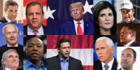 Collage of images of the twelve 2024 Republican presidential candidates.