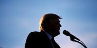 Former President Donald Trump speaks during a rally in Delaware, Ohio