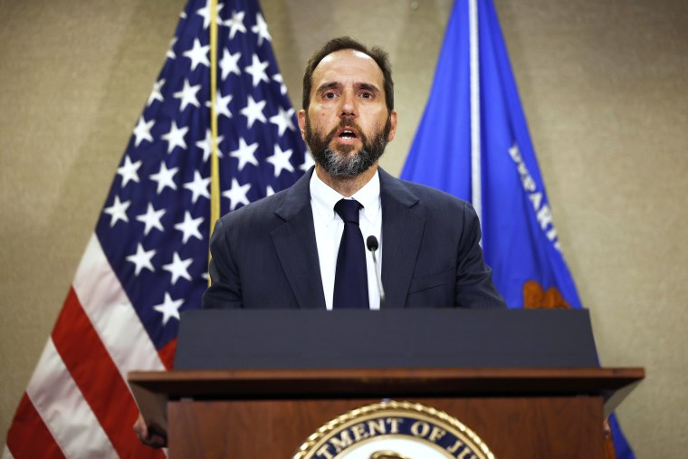 Jack Smith delivers remarks on a recently unsealed indictment against former President Donald Trump