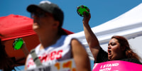 Demonstrators call for reproductive freedom at a rally in 2022 at the Iowa State Capitol Building in Des Moines, Iowa. 