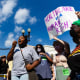 Abortion rights demonstrators protest at the Supreme Court